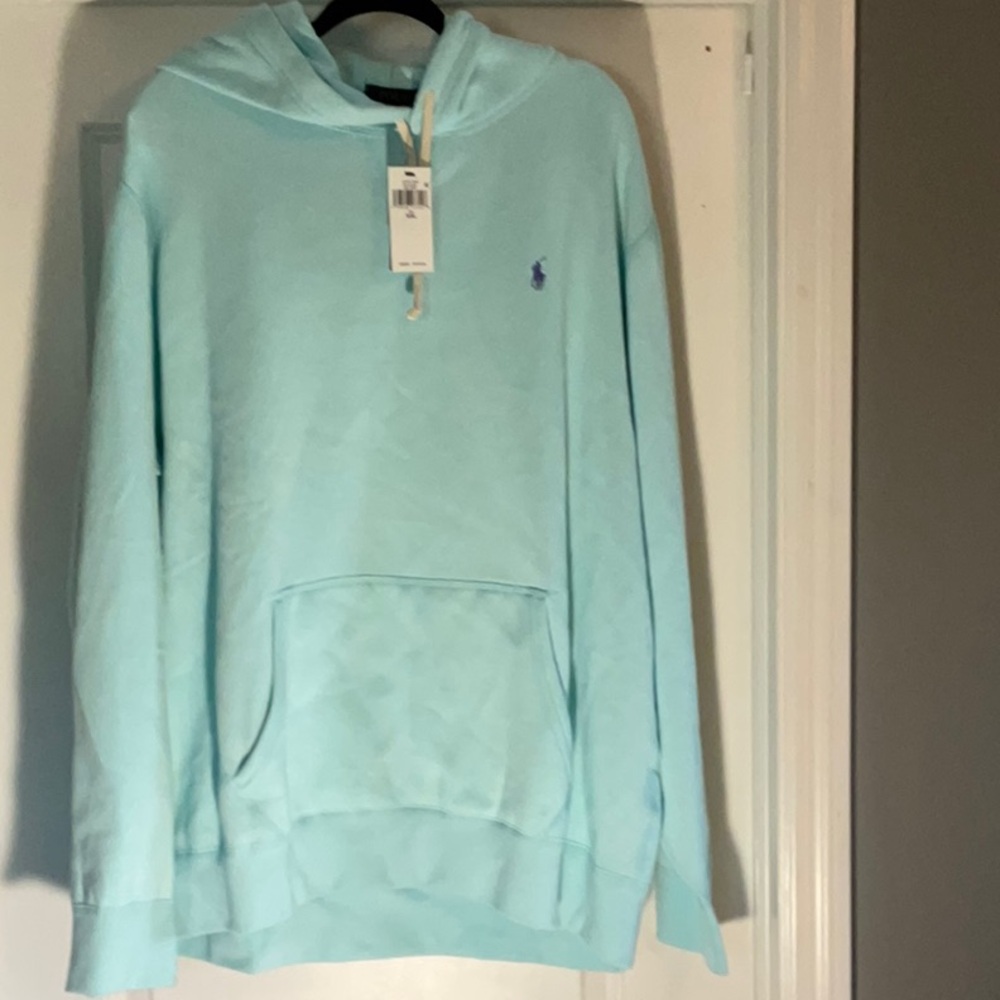 Blue Pullover Sweater with Soft Fleece Material and Relaxed Fit